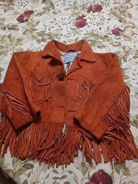 Child's Vintage Pioneer Wear suede fringed jacket
